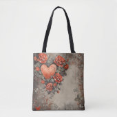 ROTE BLUME UND HERZEN TASCHE (Vorderseite)