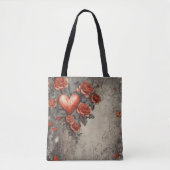 ROTE BLUME UND HERZEN TASCHE (Vorderseite)
