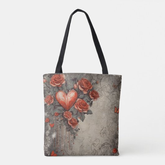 ROTE BLUME UND HERZEN TASCHE (Rückseite)