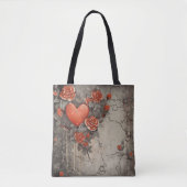 ROTE BLUME UND HERZEN TASCHE (Vorderseite)