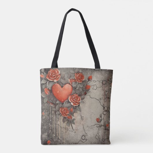 ROTE BLUME UND HERZEN TASCHE (Rückseite)