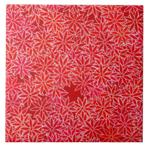 Rote Blume und Korallen, dunkelroter Hintergrund Fliese