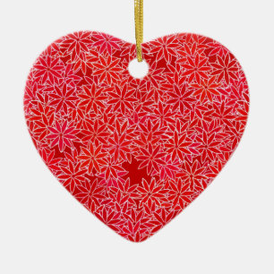 Rote Blume und Korallen, dunkelroter Hintergrund Keramikornament