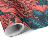 Rote Blume und Motten Geschenkpapier (Rolleneckpunkt)