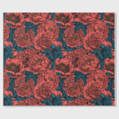 Rote Blume und Motten Geschenkpapier (Flach)