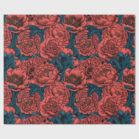 Rote Blume und Motten Geschenkpapier (Flach)