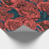 Rote Blume und Motten Geschenkpapier (Ecke)