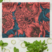 Rote Blume und Motten Geschirrtuch (Gefaltet)
