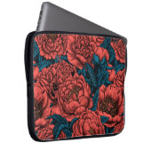 Rote Blume und Motten Laptopschutzhülle (Vorne Rechts)