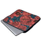 Rote Blume und Motten Laptopschutzhülle (Vorne Knopf)