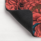 Rote Blume und Motten Mousepad (Ecke)