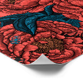 Rote Blume und Motten Poster (Ecke)
