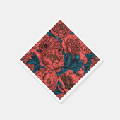 Rote Blume und Motten Serviette (Ecke)