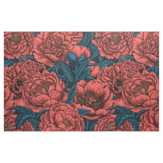 Rote Blume und Motten Stoff (Fat Quarter (45,7 x 55,9 cm))
