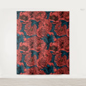 Rote Blume und Motten Wandteppich (Vorderseite)