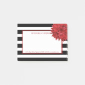 Rote Blume und schwarz-weiße Streifen Post-it Klebezettel (Vorderseite)