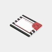 Rote Blume und schwarz-weiße Streifen Post-it Klebezettel (angewinkelt)