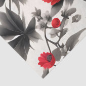 Rote Blume und schwarze Blätter auf der White-Deco Seidenpapier (Detail)