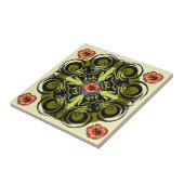 Rote Blume und schwarze Retrofliesen Fliese (Seite)