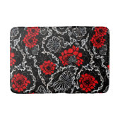 Rote Blume und schwarze Spitzen Nahtloses Muster Badematte (Vorderseite)