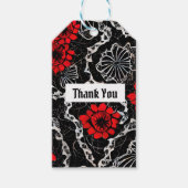 Rote Blume und schwarze Spitzen Nahtloses Muster Geschenkanhänger (Vorderseite)