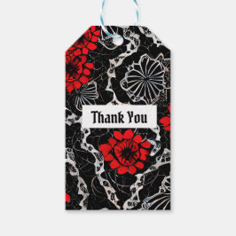 Rote Blume und schwarze Spitzen Nahtloses Muster Geschenkanhänger