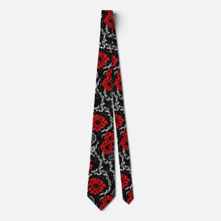 Rote Blume und schwarze Spitzen Nahtloses Muster Krawatte