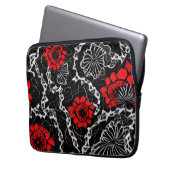Rote Blume und schwarze Spitzen Nahtloses Muster Laptopschutzhülle (Vorderseite Links)