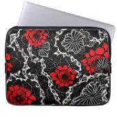 Rote Blume und schwarze Spitzen Nahtloses Muster Laptopschutzhülle (Vorderseite)