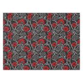 Rote Blume und schwarze Spitzen Nahtloses Muster Tischdecke (Vorderseite (Horizontal))
