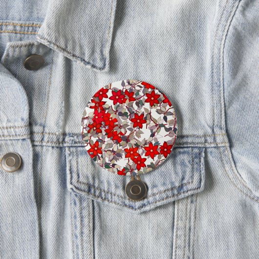 Rote Blume und silbergraue Blätter Button (Beispiel)