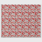 Rote Blume und silbergraue Blätter Geschenkpapier (Flach)