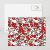 Rote Blume und silbergraue Blätter Postkarte (Vorne/Hinten)