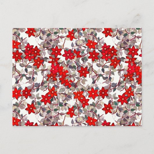 Rote Blume und silbergraue Blätter Postkarte (Vorderseite)