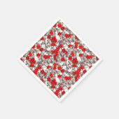 Rote Blume und silbergraue Blätter Serviette (Ecke)