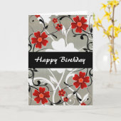 Rote Blume und Silhouette auf Silber Karte (Gelbe Blume)