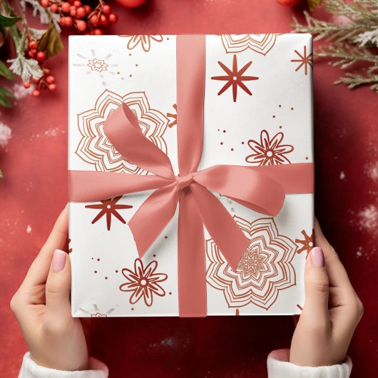 Rote Blume und Starts Geschenkpapier Set