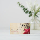 Rote Blume und Vögel in der Liebe Visitenkarte (Stehend Vorderseite)