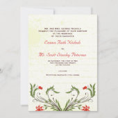 Rote Blume Vintag Jugendstil Einladung (Vorderseite)