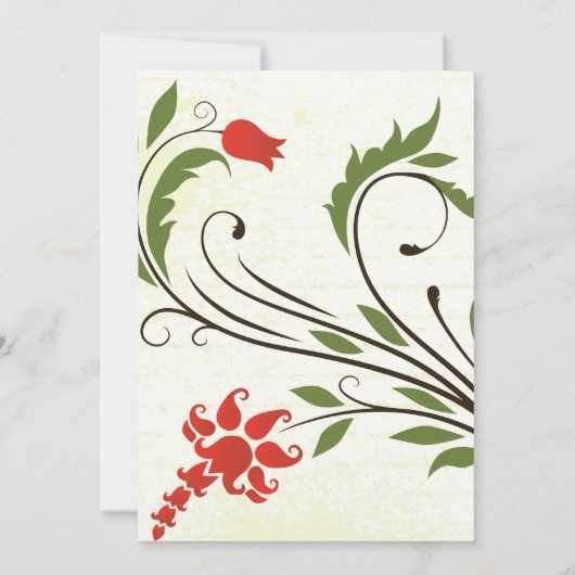 Rote Blume Vintag Jugendstil Einladung (Rückseite)