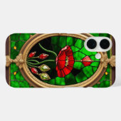 Rote Blume Vivid Gestaltete Glaskunst Case-Mate iPhone Hülle (Rückseite (Horizontal))