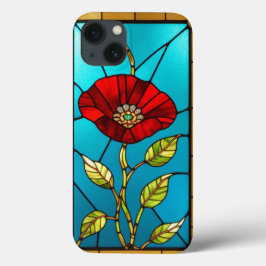 Rote Blume Vivid Gestaltete Glaskunst Case-Mate iPhone Hülle