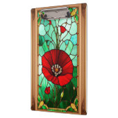 Rote Blume Vivid Gestaltete Glaskunst Klemmbrett (Links)