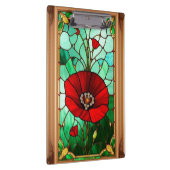 Rote Blume Vivid Gestaltete Glaskunst Klemmbrett (Rechts)