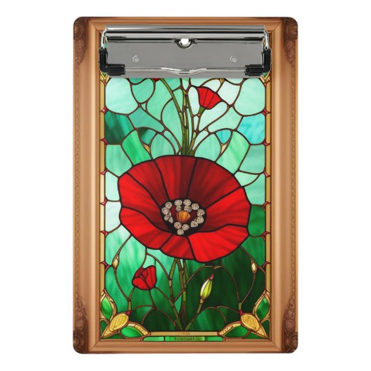 Rote Blume Vivid Gestaltete Glaskunst Mini Klemmbrett (Vorderseite)