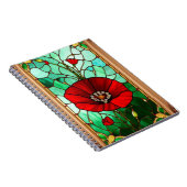 Rote Blume Vivid Gestaltete Glaskunst Notizblock (Rechte Seite)