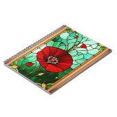 Rote Blume Vivid Gestaltete Glaskunst Notizblock (Linke Seite)