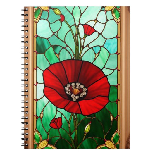 Rote Blume Vivid Gestaltete Glaskunst Notizblock (Vorderseite)
