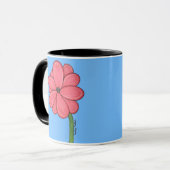 Rote Blume voll mit blauem Hintergrund Tasse (Vorderseite Links)