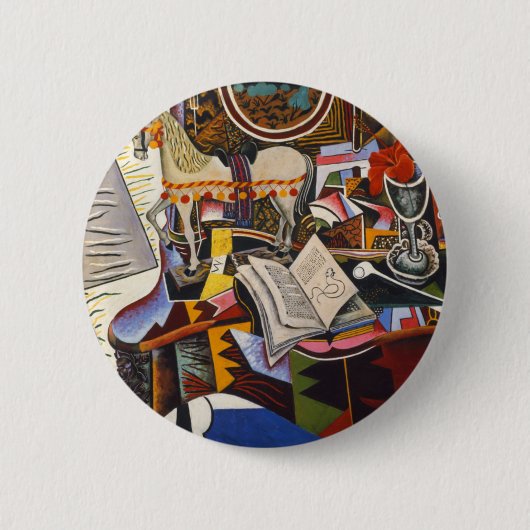 Rote Blume von Joan Miro Button (Vorderseite)